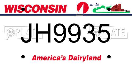 JH9935 Wisconsin License Plate