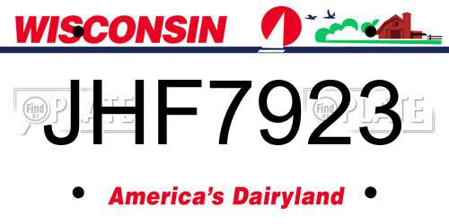 JHF7923 Wisconsin License Plate