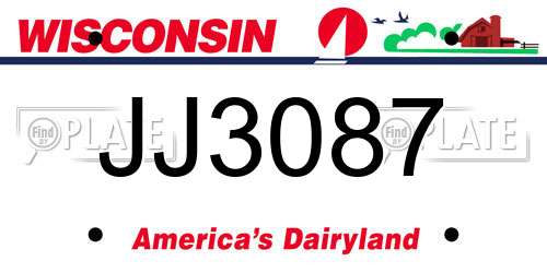 JJ3087 Wisconsin License Plate