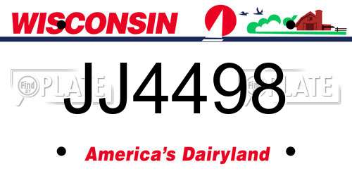 JJ4498 Wisconsin License Plate