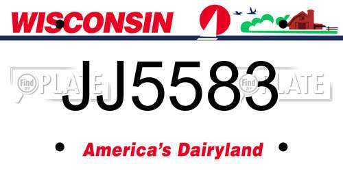 JJ5583 Wisconsin License Plate