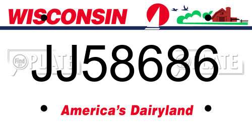 JJ58686 Wisconsin License Plate