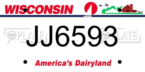 JJ6593 Wisconsin License Plate