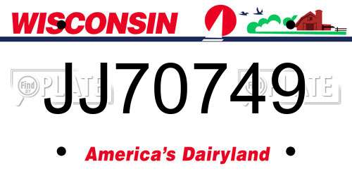 JJ70749 Wisconsin License Plate