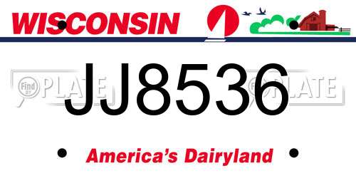 JJ8536 Wisconsin License Plate