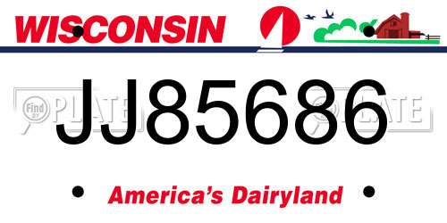 JJ85686 Wisconsin License Plate