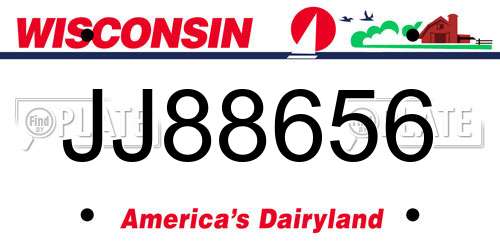 JJ88656 Wisconsin License Plate