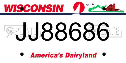 JJ88686 Wisconsin License Plate