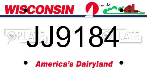 JJ9184 Wisconsin License Plate