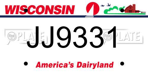 JJ9331 Wisconsin License Plate