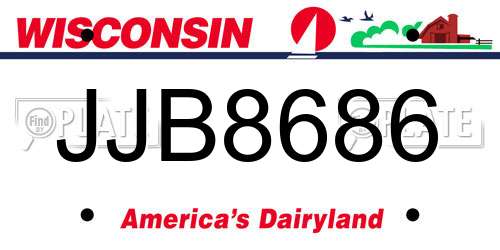JJB8686 Wisconsin License Plate