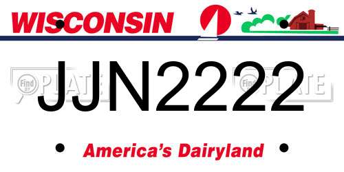 JJN2222 Wisconsin License Plate