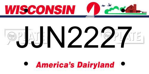 JJN2227 Wisconsin License Plate