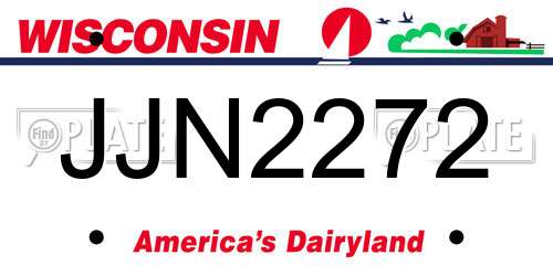 JJN2272 Wisconsin License Plate