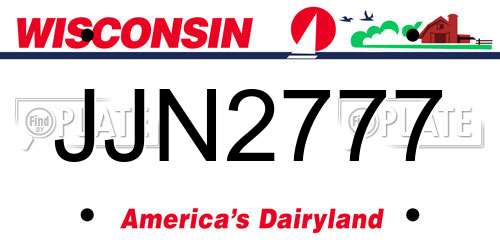 JJN2777 Wisconsin License Plate