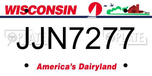 JJN7277 Wisconsin License Plate