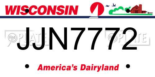 JJN7772 Wisconsin License Plate