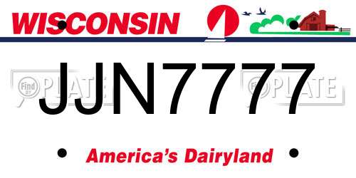 JJN7777 Wisconsin License Plate