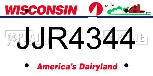 JJR4344 Wisconsin License Plate