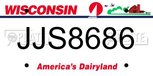 JJS8686 Wisconsin License Plate
