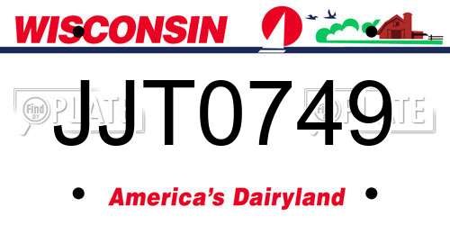 JJT0749 Wisconsin License Plate