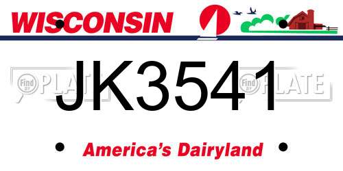 JK3541 Wisconsin License Plate