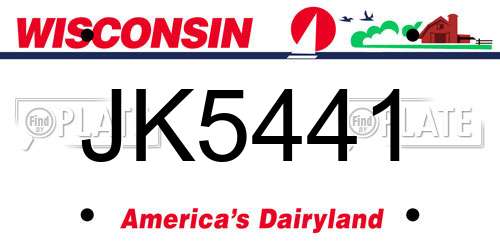 JK5441 Wisconsin License Plate