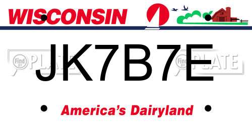 JK7B7E Wisconsin License Plate