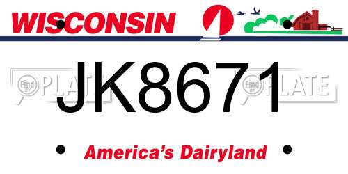JK8671 Wisconsin License Plate