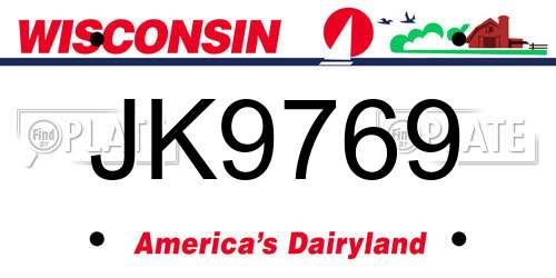 JK9769 Wisconsin License Plate