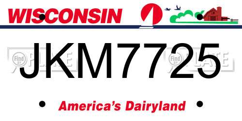 JKM7725 Wisconsin License Plate