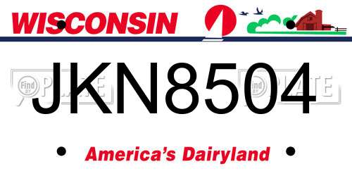 JKN8504 Wisconsin License Plate