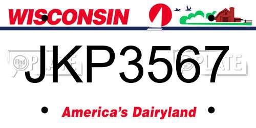 JKP3567 Wisconsin License Plate