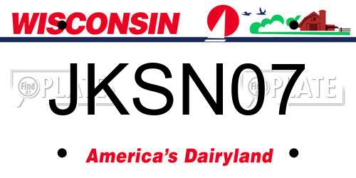 JKSN07 Wisconsin License Plate