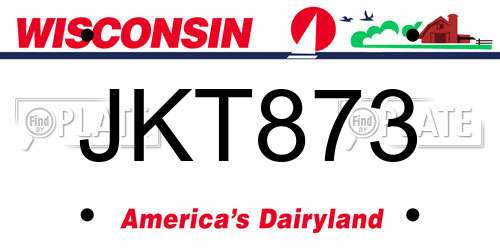 JKT873 Wisconsin License Plate