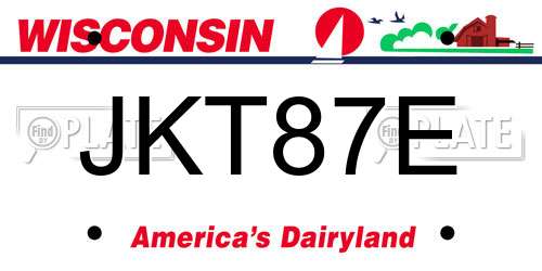 JKT87E Wisconsin License Plate