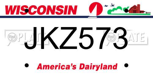 JKZ573 Wisconsin License Plate