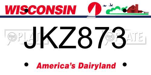 JKZ873 Wisconsin License Plate