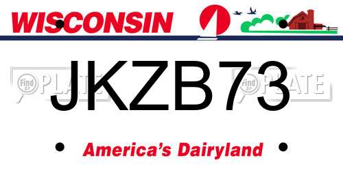 JKZB73 Wisconsin License Plate