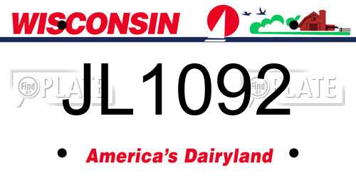 JL1092 Wisconsin License Plate