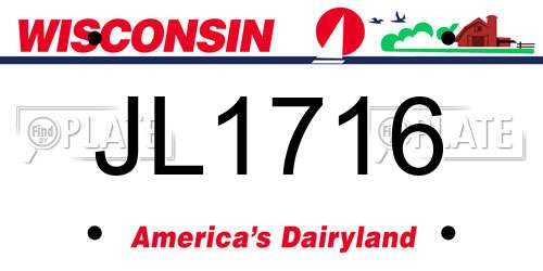 JL1716 Wisconsin License Plate