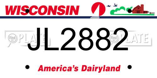 JL2882 Wisconsin License Plate
