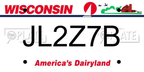 JL2Z7B Wisconsin License Plate
