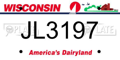 JL3197 Wisconsin License Plate