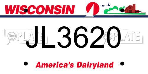 JL3620 Wisconsin License Plate