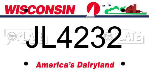 JL4232 Wisconsin License Plate