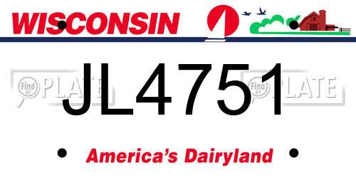 JL4751 Wisconsin License Plate