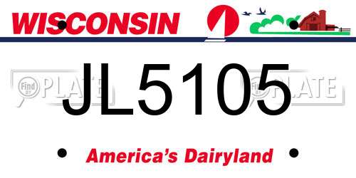 JL5105 Wisconsin License Plate