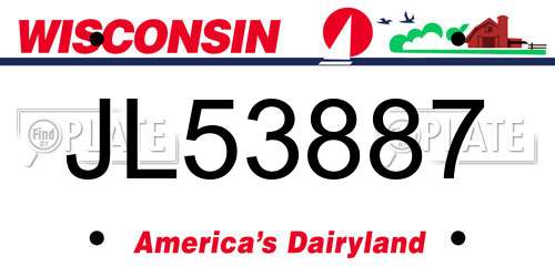 JL53887 Wisconsin License Plate