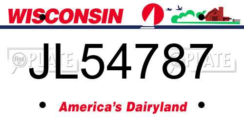 JL54787 Wisconsin License Plate